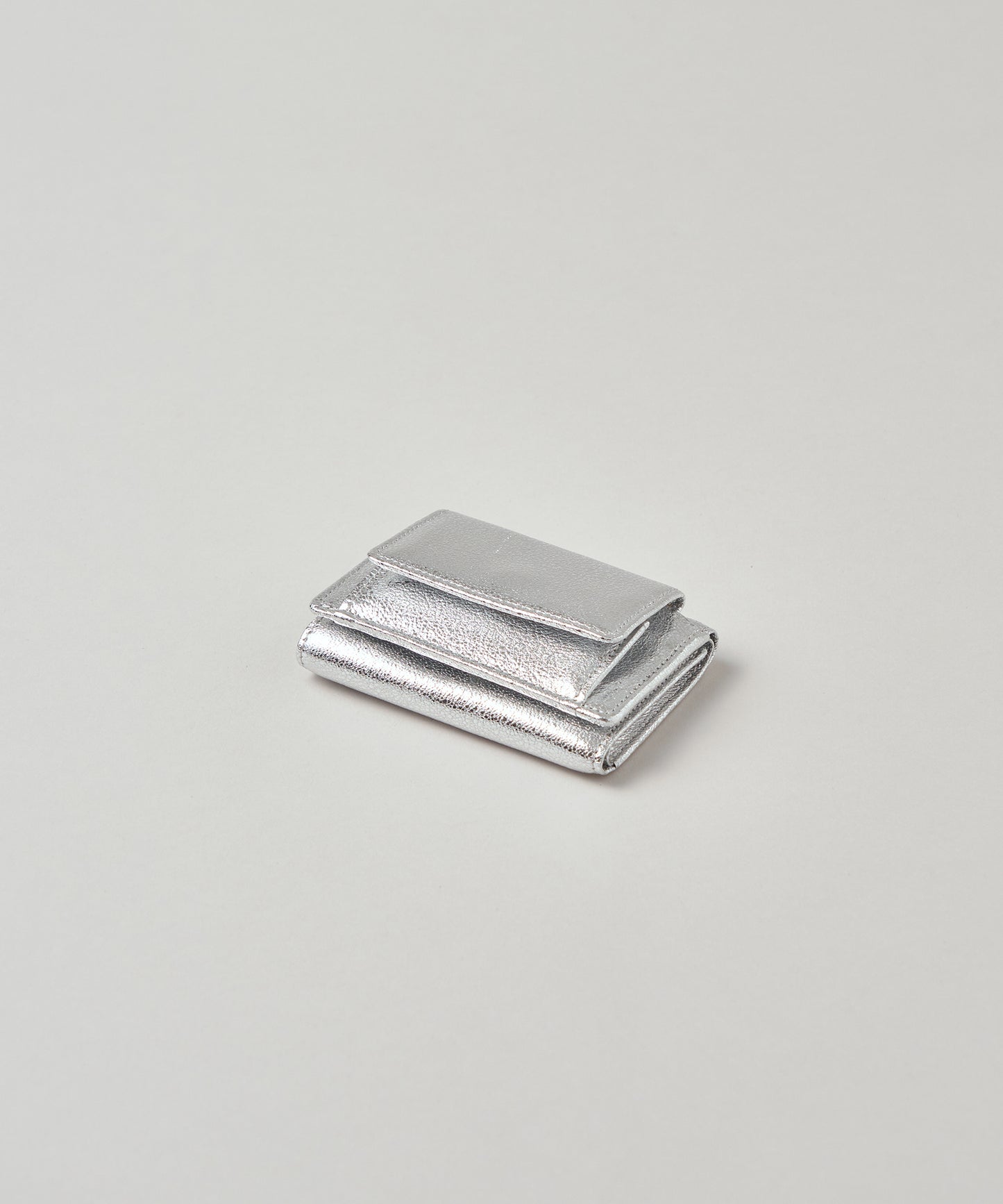 #18/ ミニウォレット(silver)/ やぎ革・グリッター