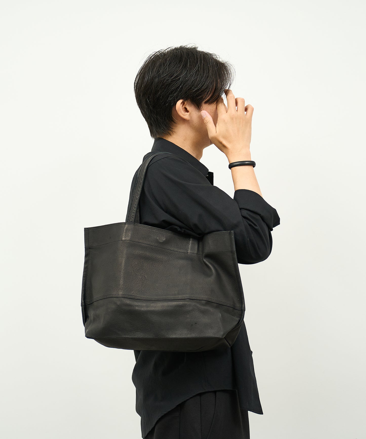 #30/ ワイドトートM(black)/ ピッグスキン・ハリー
