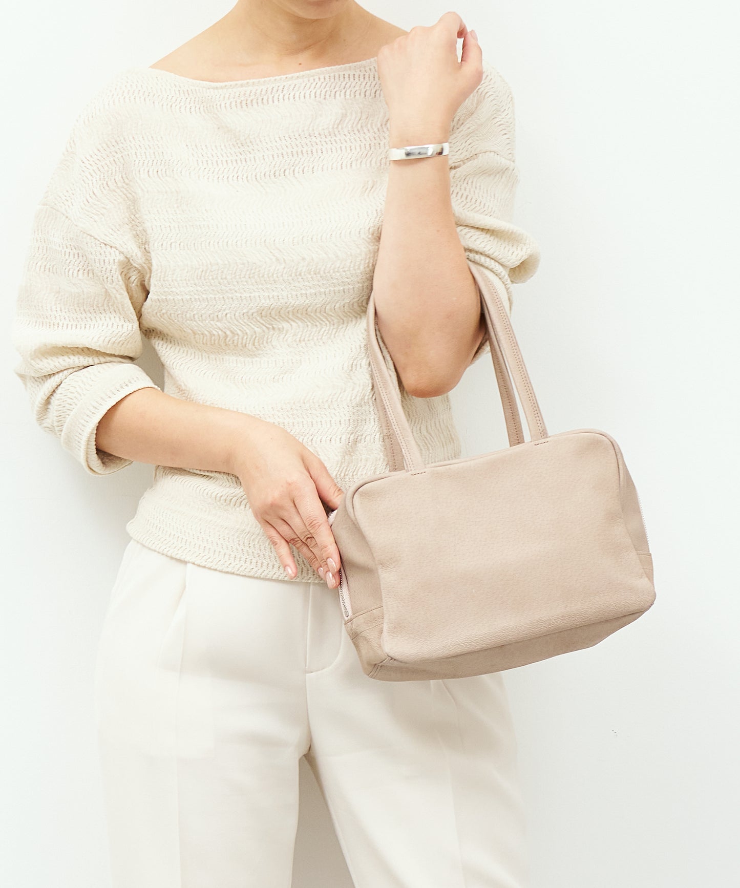 #30/ スクエアダッフル XS(pink beige)/ ピッグスキン・ハリー