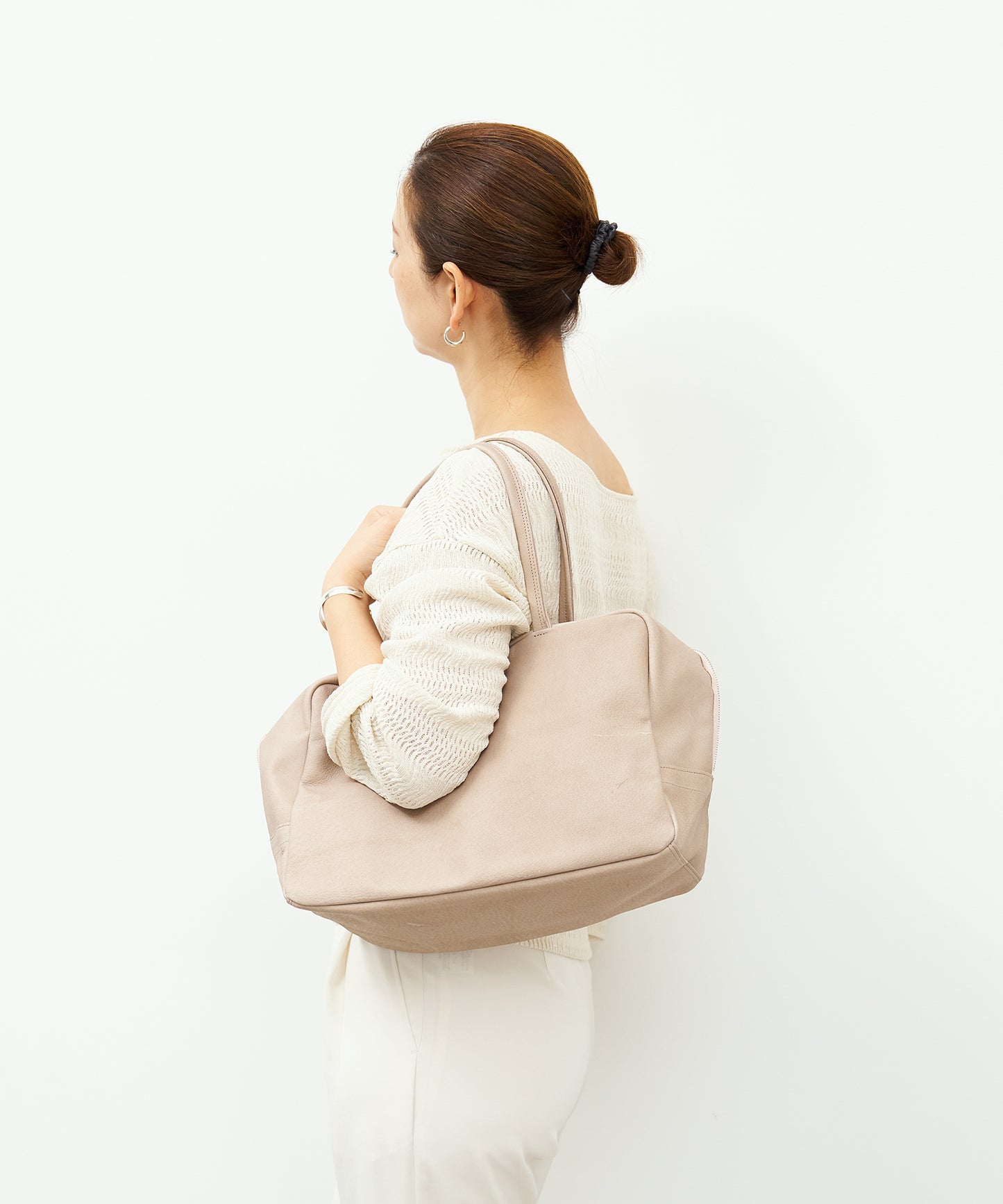 #30/ スクエアダッフル M(pink beige)/ ピッグスキン・ハリー
