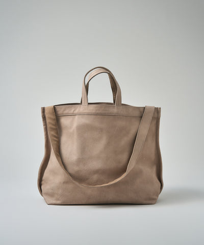 #30/ ベーシックジップトートM 2way (pink beige)/ ピッグスキン・ハリー