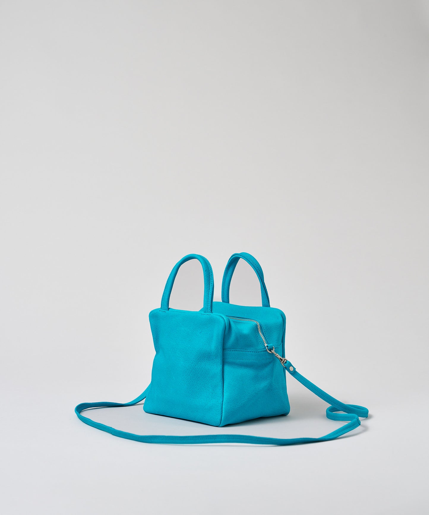 #30/ 2wayキューブポシェット(turquoise)/ ピッグスキン・ハリー