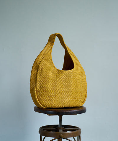 #60/ サークルバスケットM(mustard)/ 羊革・シープメッシュ