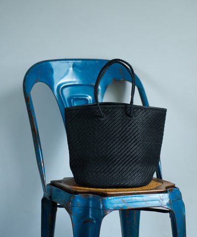 #60/ バスケット(black)/ 羊革・シープメッシュ