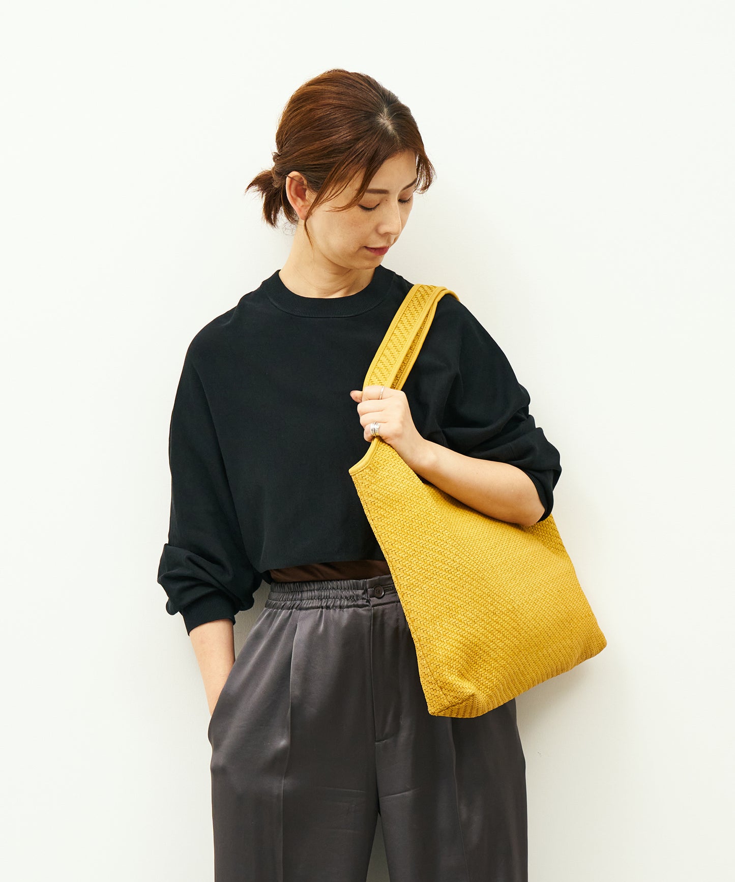 #60/ メトロキャリー(mustard)/ 羊革・シープメッシュ