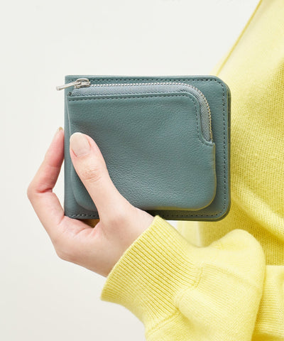 #50 / 外ポケウォレット/ 牛革・ソラム(peacock green)