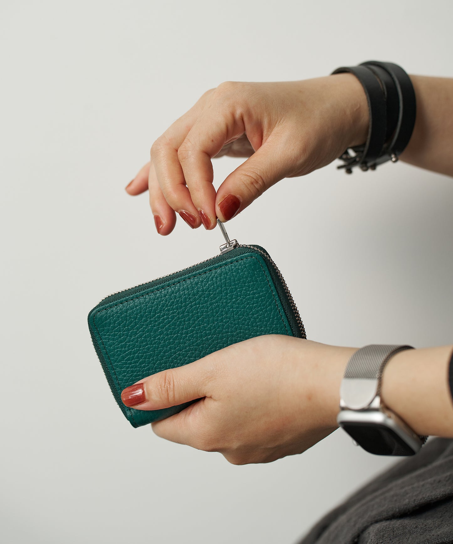 #53《SALE 50%》コインパース(bottle green)/ 牛革・エン