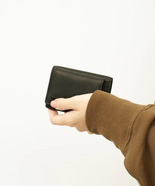 #55/ ミニウォレット(black)/ 牛革・ベビーバッファロー - REN