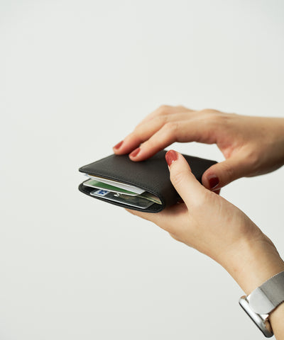 #55 / クリップウォレット(black)/ 牛革・ベビーバッファロー