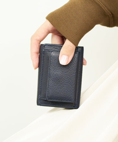 #55b/ ミニウォレット(indigo blue)/ 牛革・ベビーバッファロー