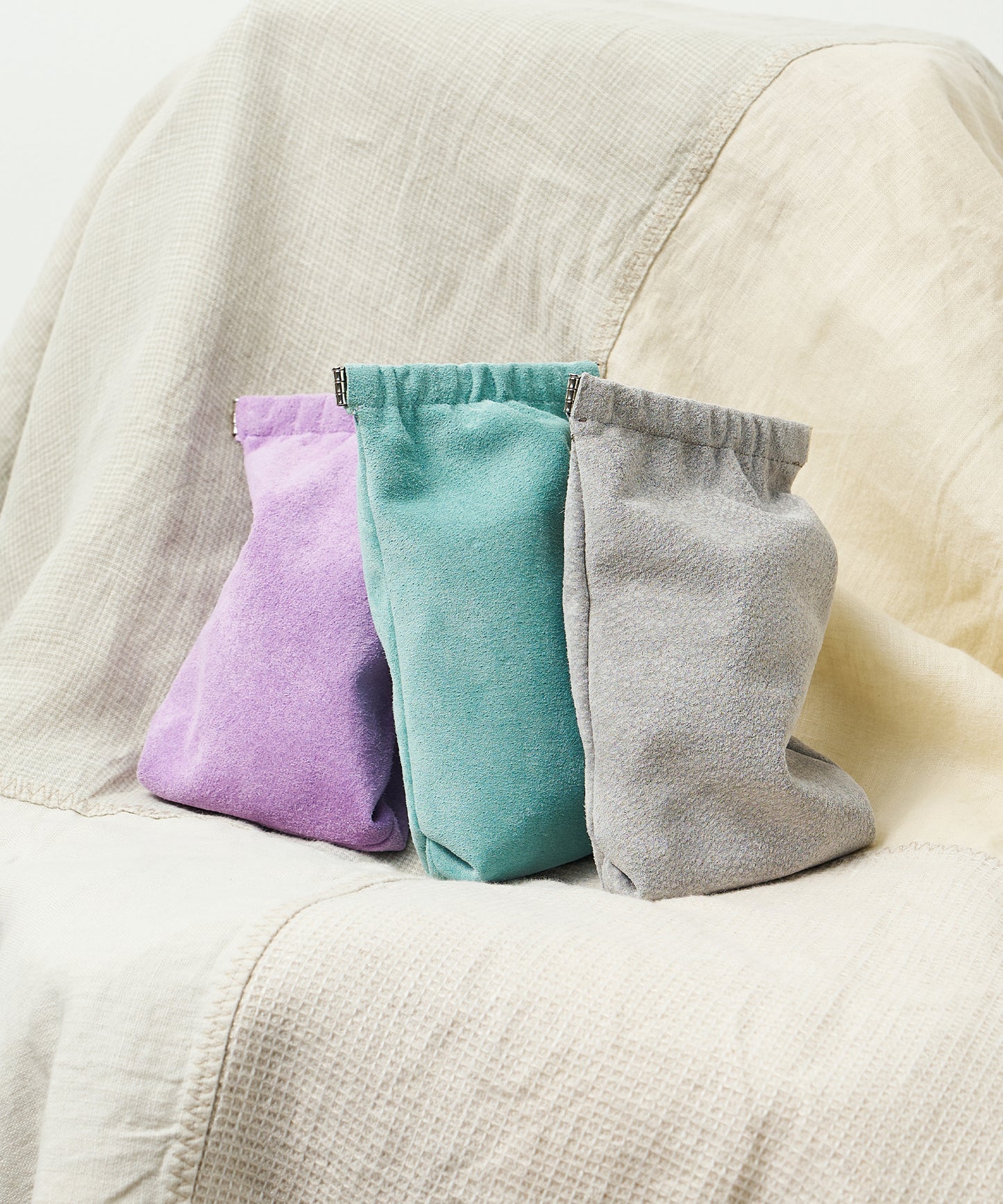 #39/ パームスポーチ(sand gray)/ ピッグスキン・ライニングスエード