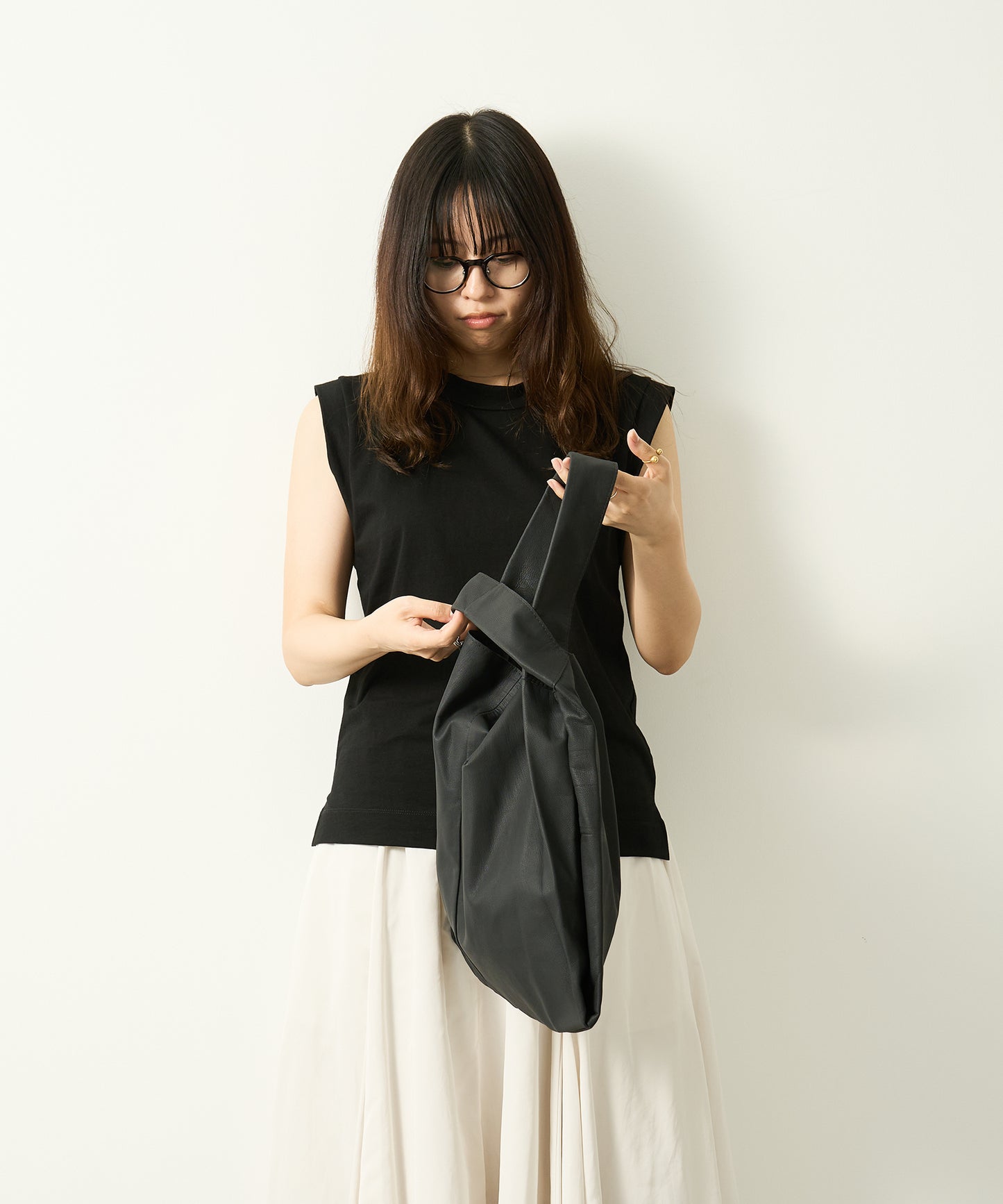 #11/ 2wayレジブクロM(black) / やぎ革・ベアー