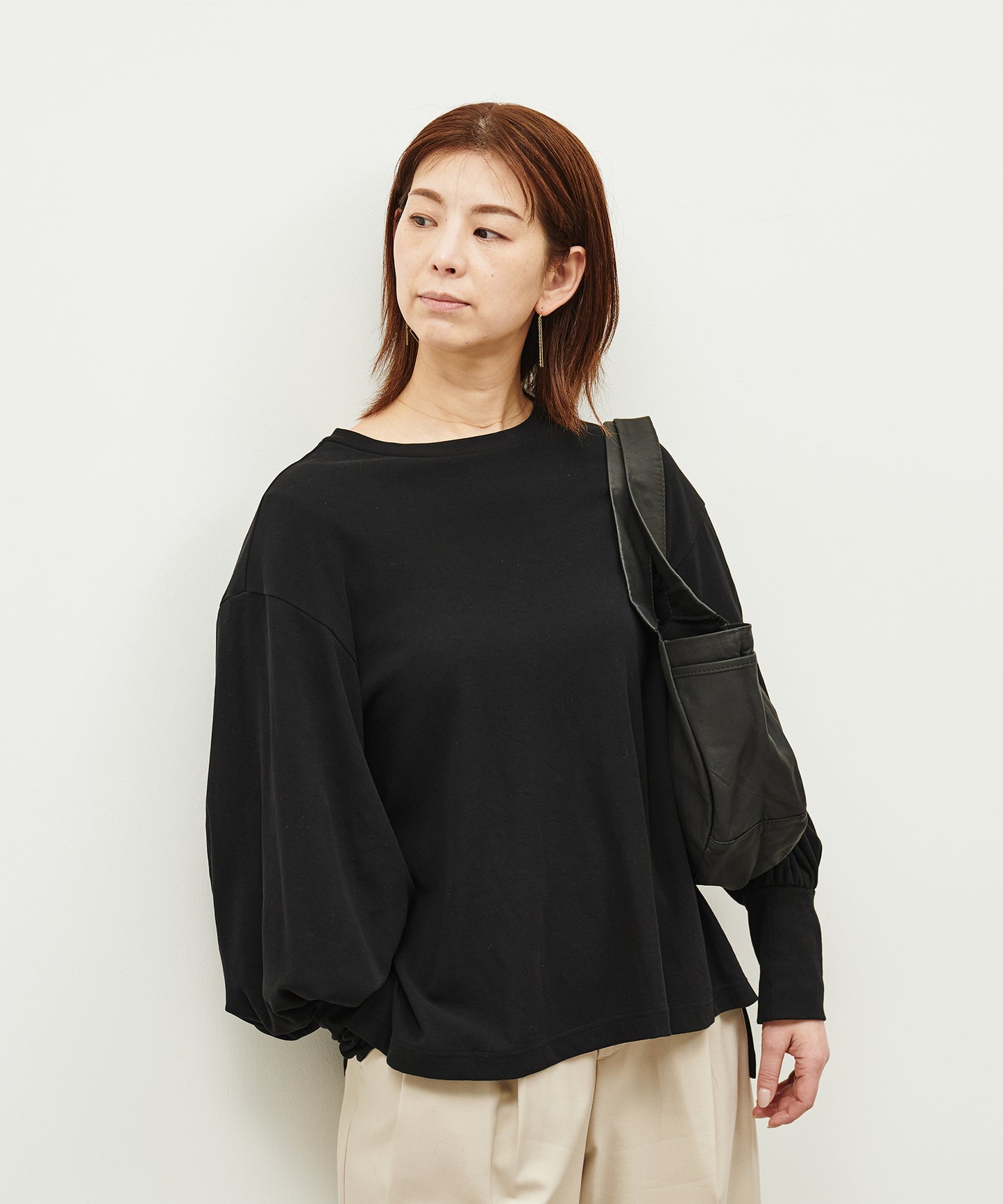 #11/ パンプキンサックS (black) / やぎ革・ベアー