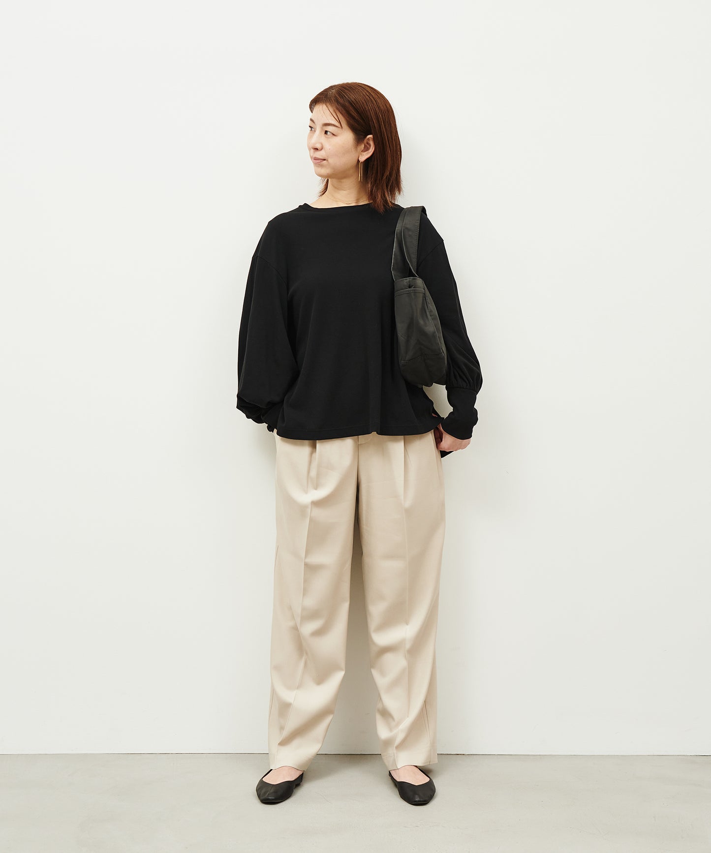 #11/ パンプキンサックS (black) / やぎ革・ベアー