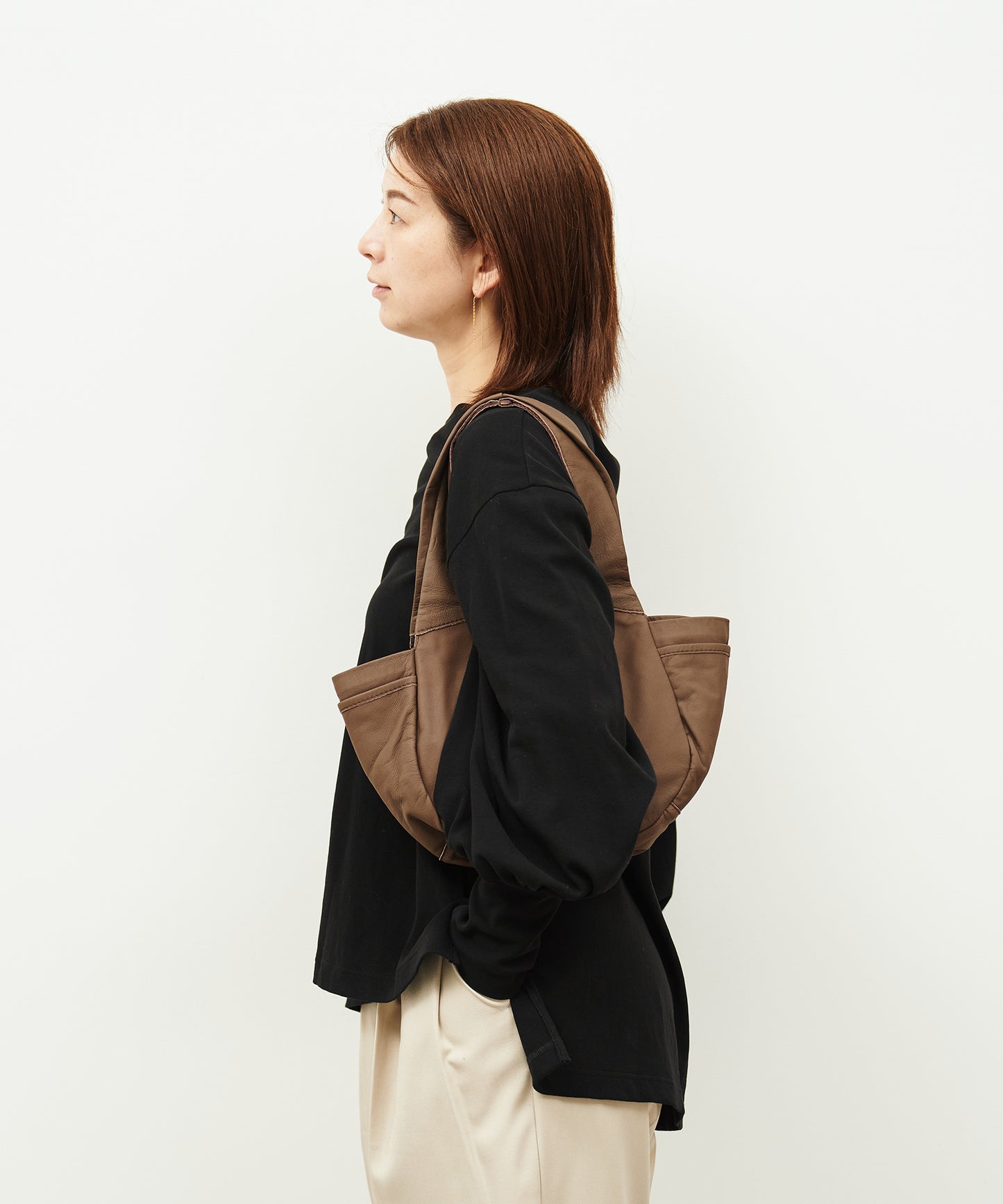 #11/ パンプキンサックS (dark brown) / やぎ革・ベアー