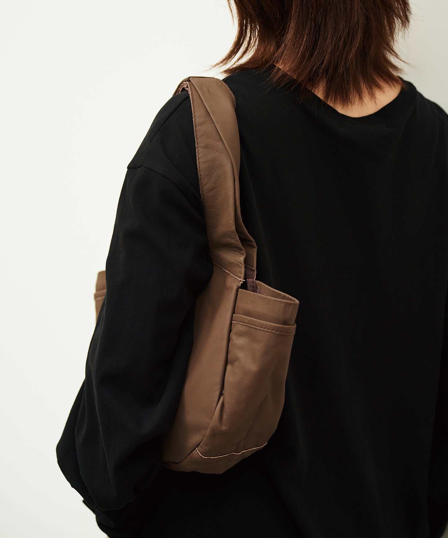 #11/ パンプキンサックS (dark brown) / やぎ革・ベアー