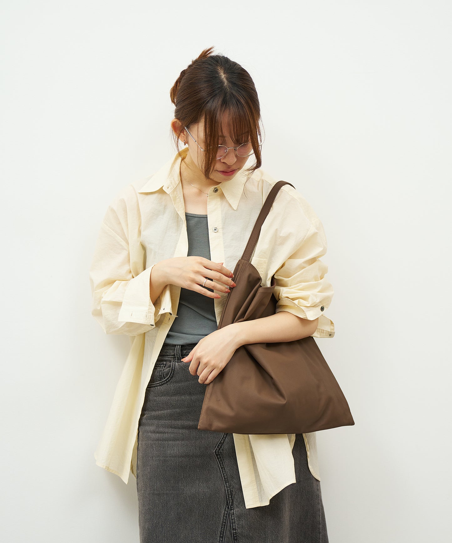 #11《SALE 20%》ベーシックスクエアL(dark brown) / やぎ革・ベアー
