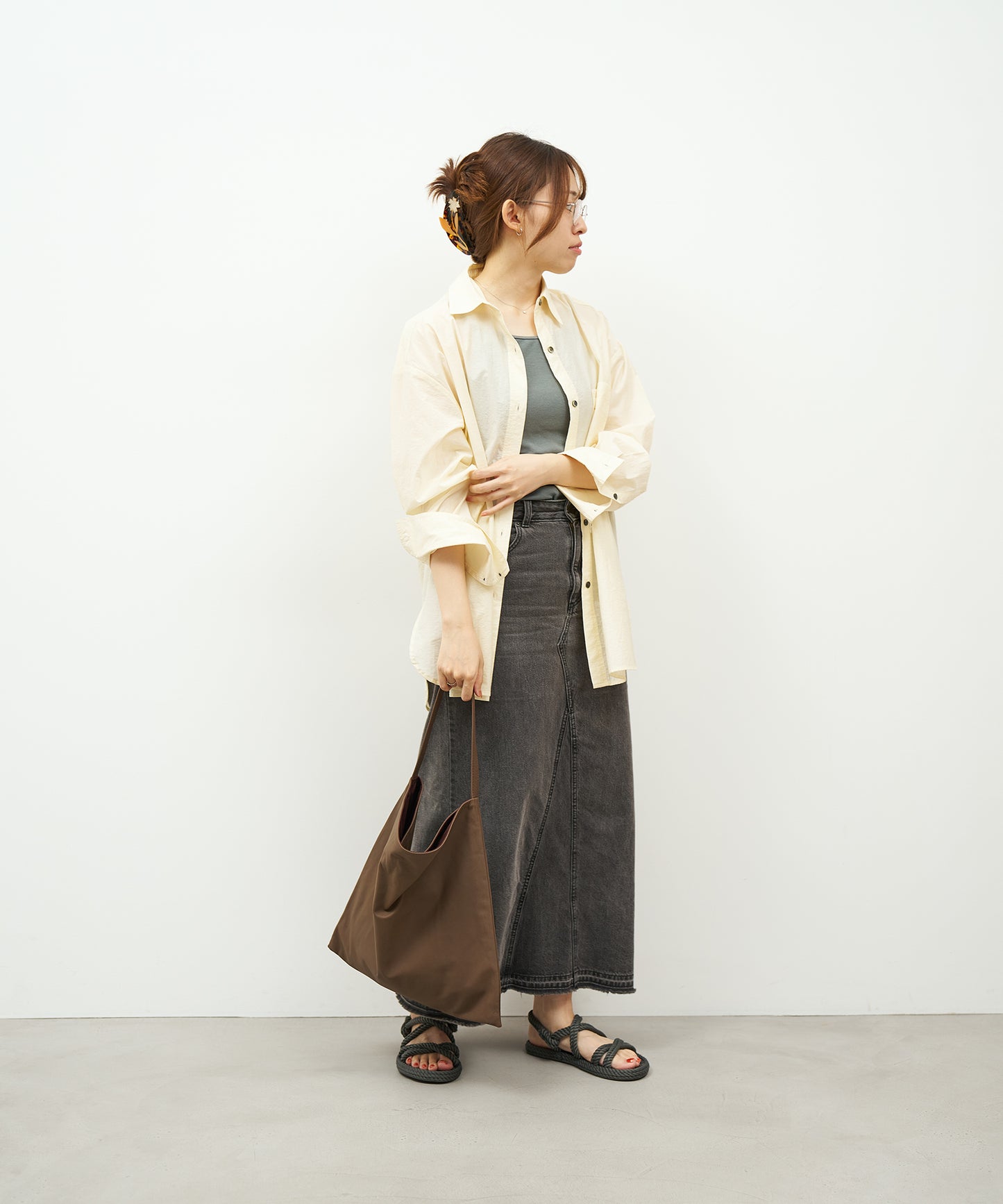 #11《SALE 20%》ベーシックスクエアL(dark brown) / やぎ革・ベアー