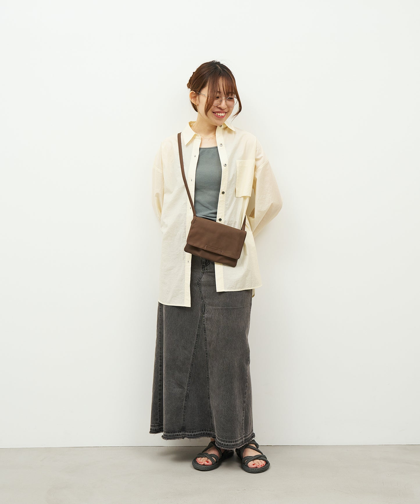 #11《SALE 20%》クラッチショルダー XS (dark brown) / やぎ革・ベアー