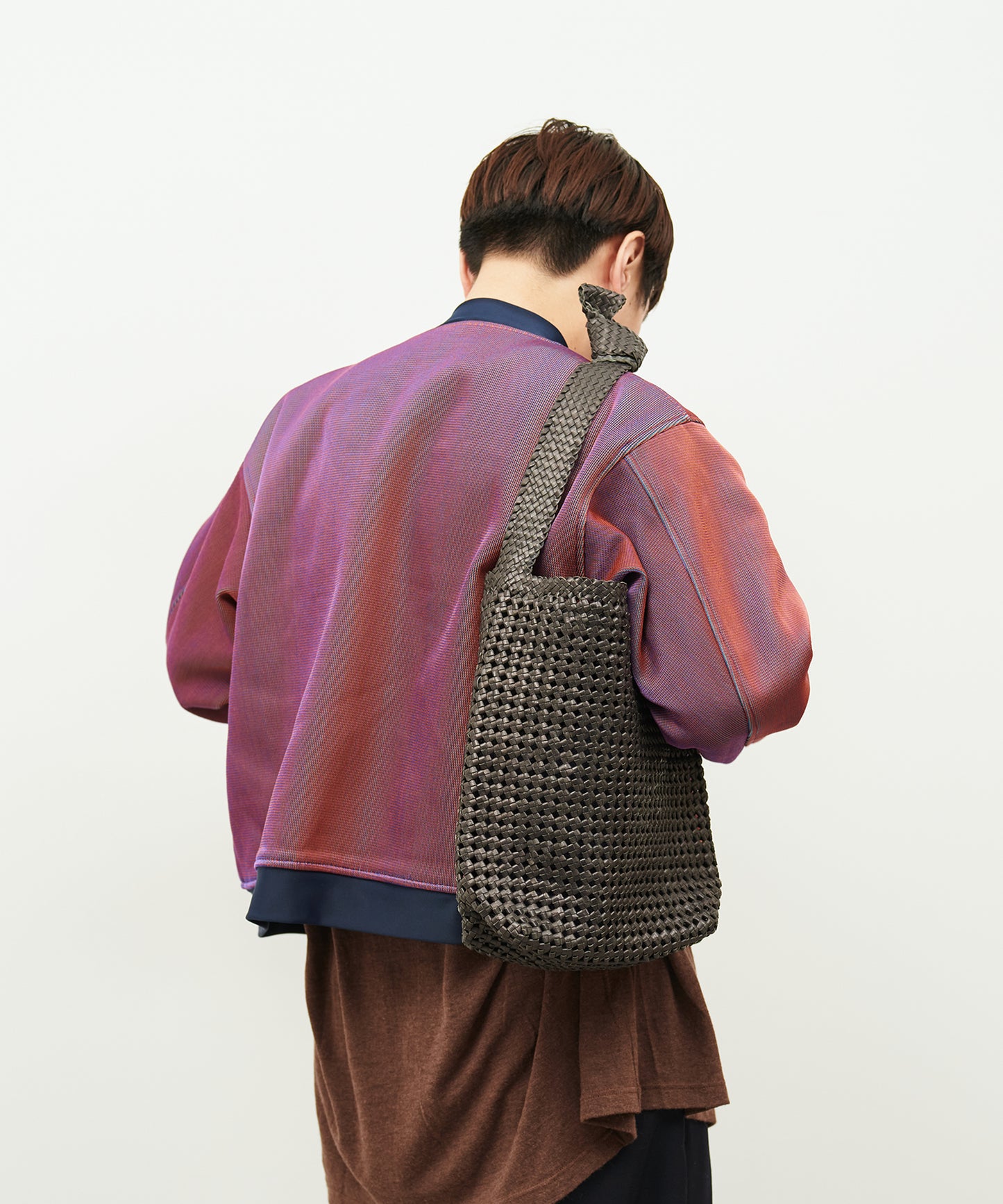 #16 / ボックスショルダー(shadow gray)/ やぎ革・ゴートメッシュ