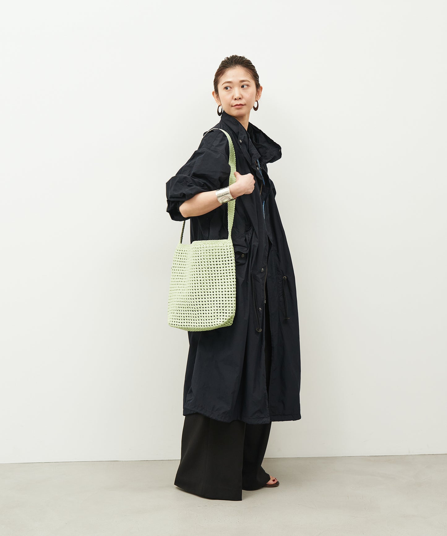 #16 / ボックスショルダー(pistachio green)/ やぎ革・ゴートメッシュ