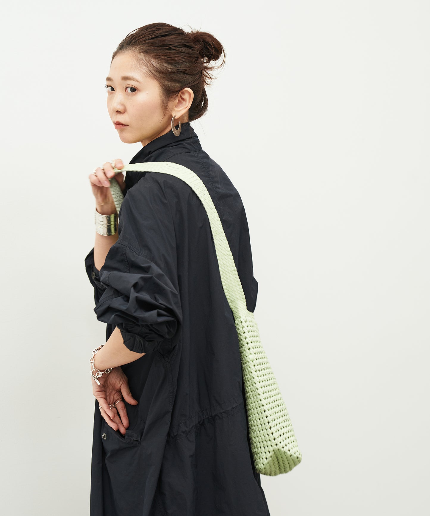 #16 / ボックスショルダー(pistachio green)/ やぎ革・ゴートメッシュ