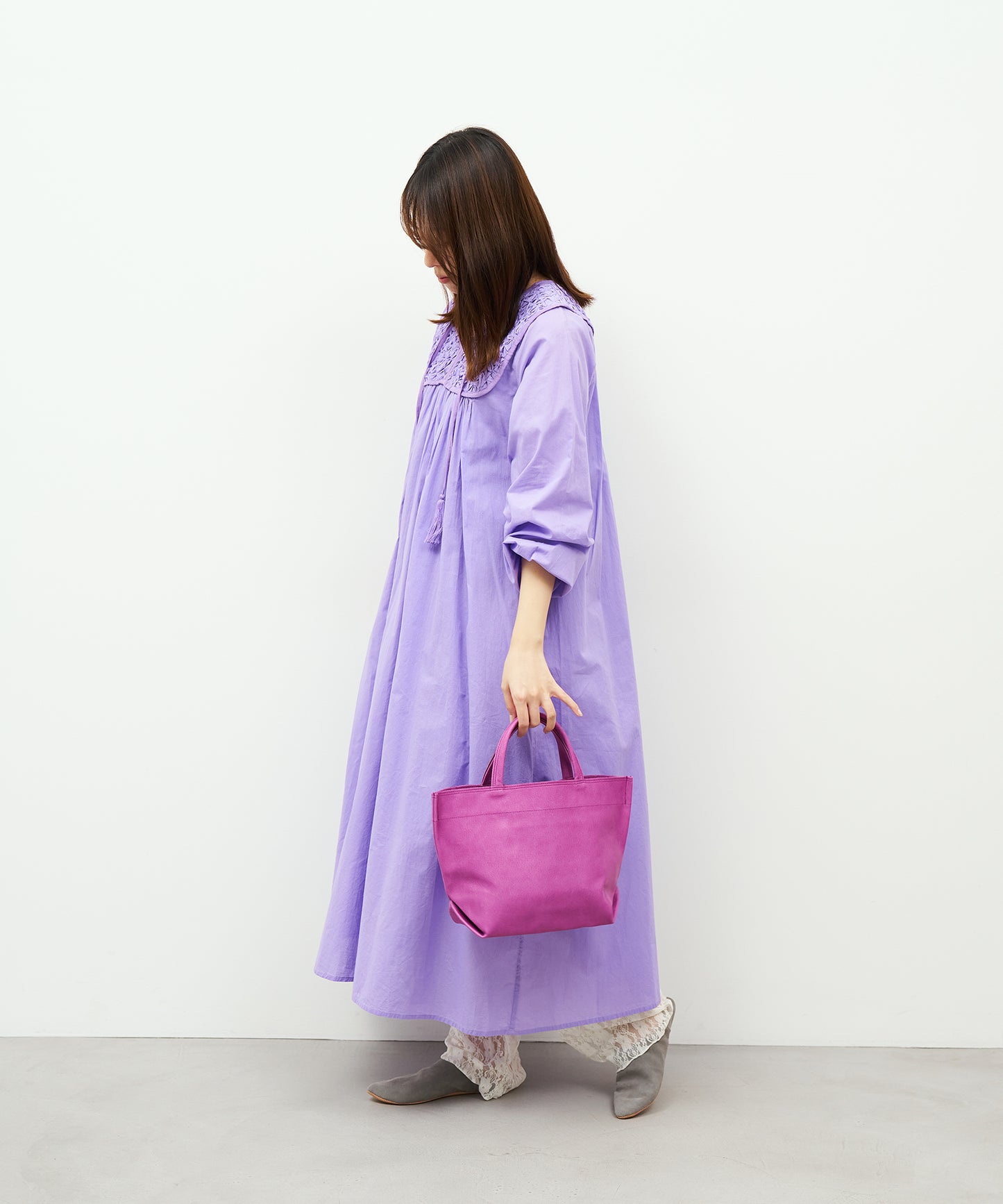 #30/ ランチバッグS(peony purple) / ピッグスキン・ハリー