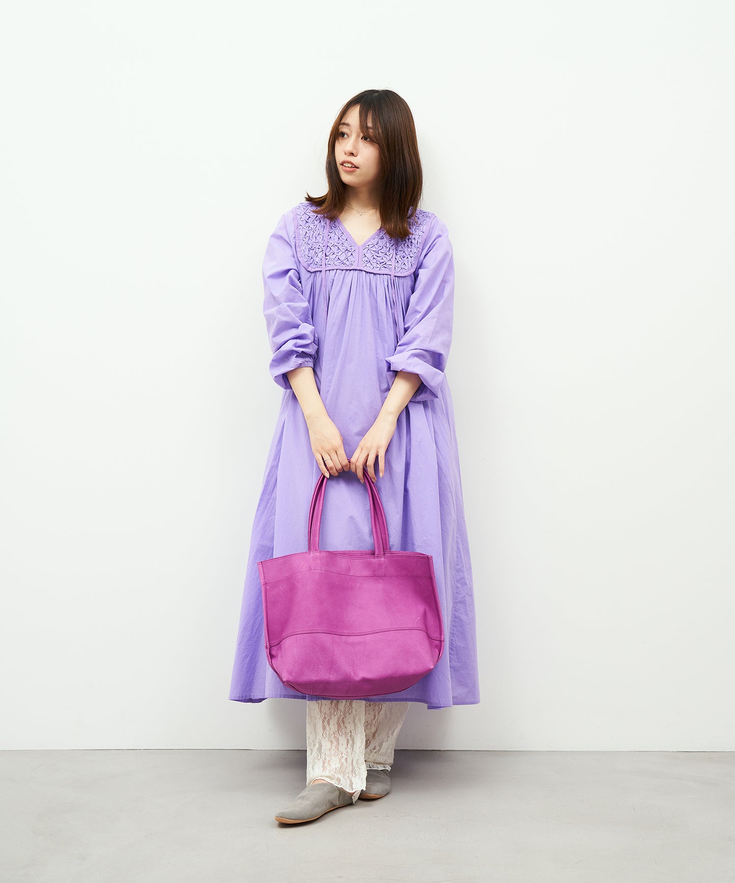 #30/ ワイドトートM(peony purple)/ ピッグスキン・ハリー