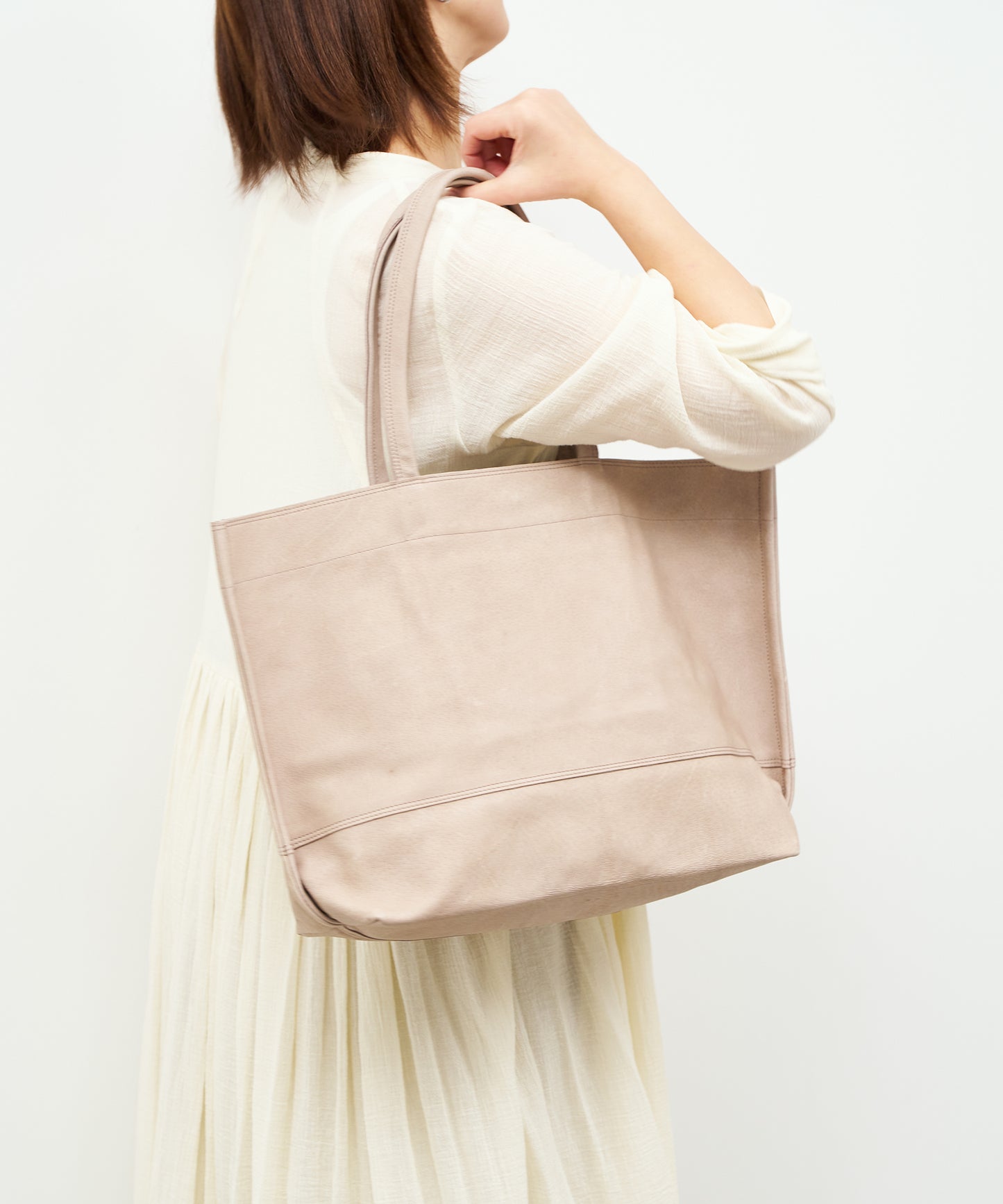 #30/ ワイドトートL(pink beige)/ ピッグスキン・ハリー