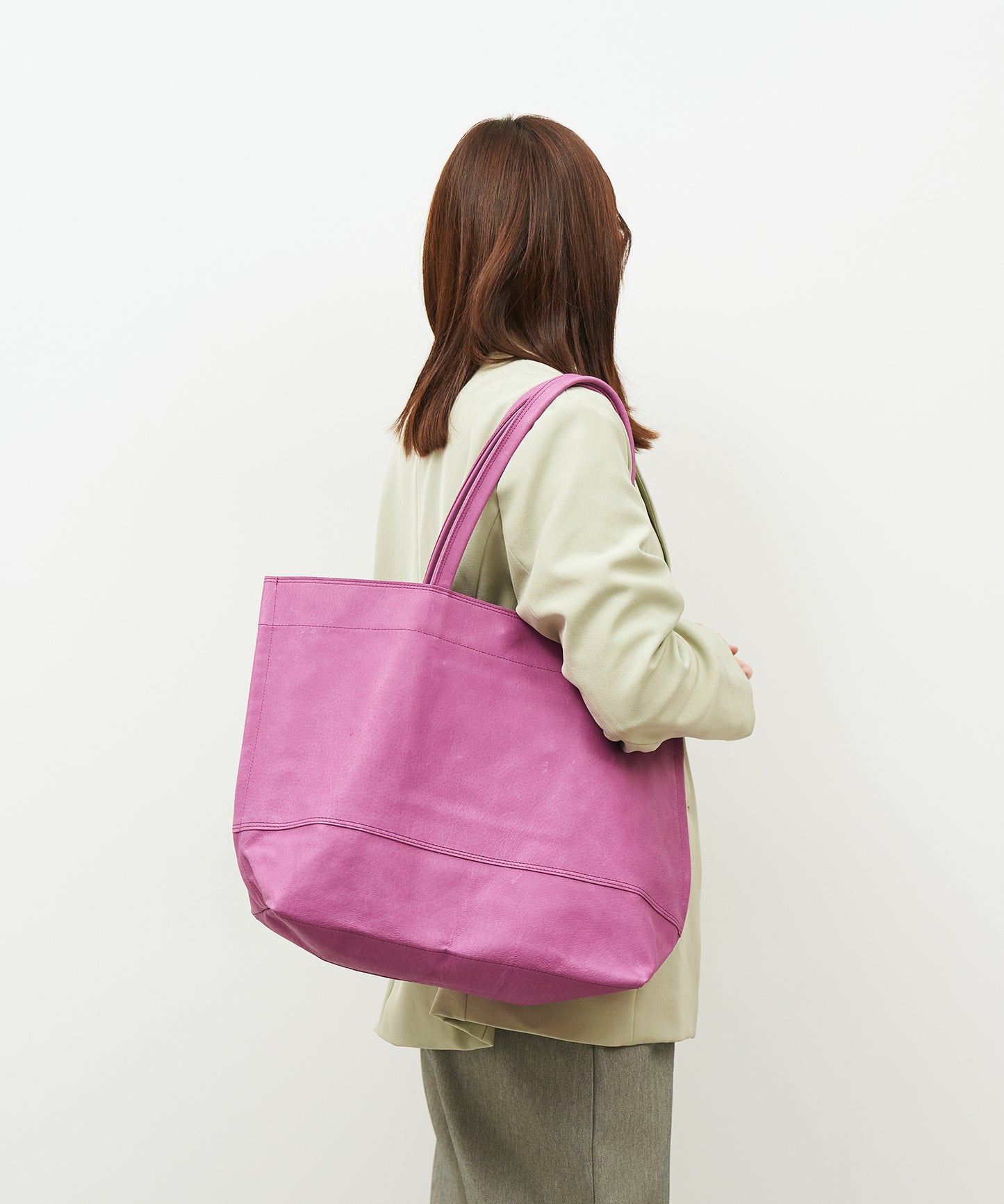 #30/ ワイドトートL(peony purple)/ ピッグスキン・ハリー