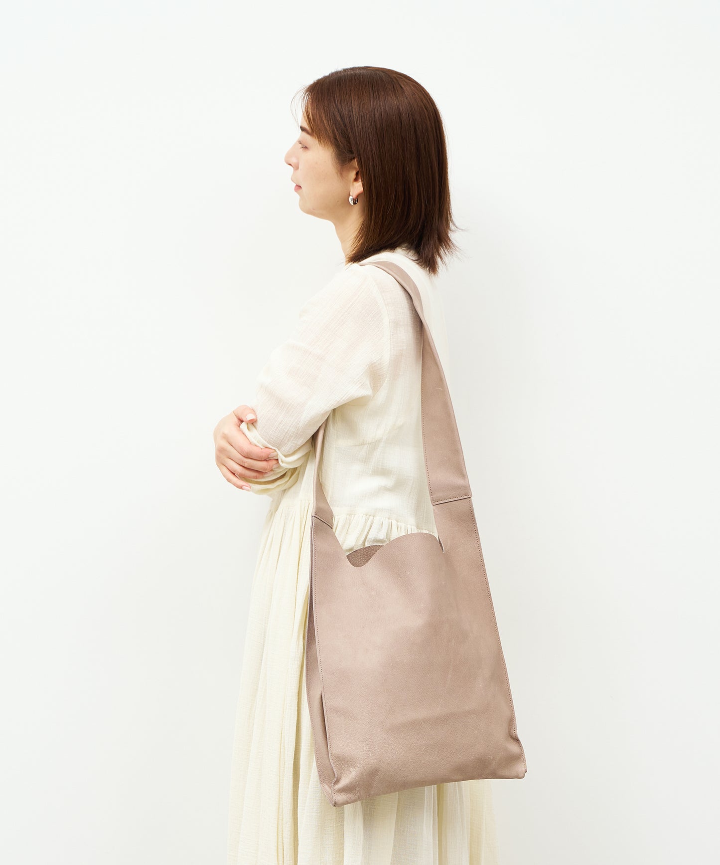 #30/ レジブクロ ショルダー(pink beige)/ ピッグスキン・ハリー