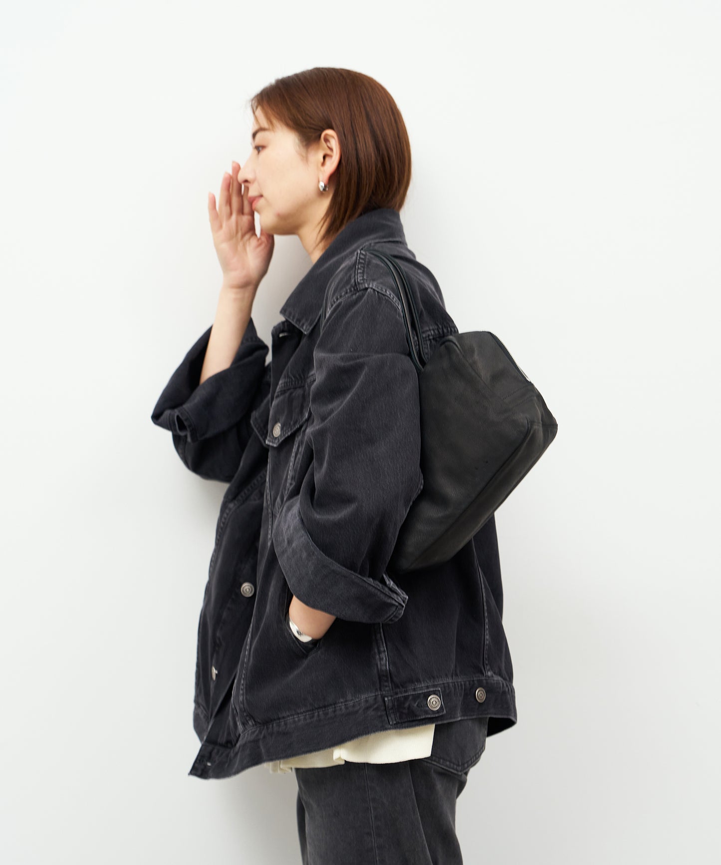 #30/ スクエアダッフル XS(black)/ ピッグスキン・ハリー