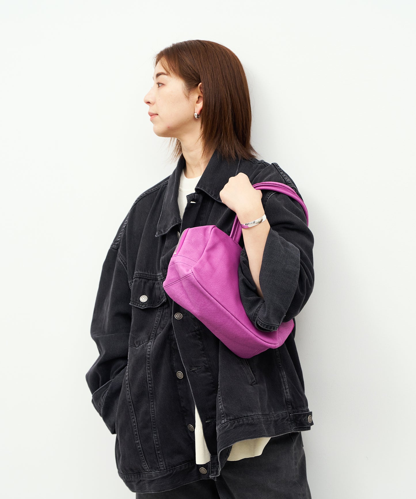 #30/ スクエアダッフル XS(peony purple)/ ピッグスキン・ハリー