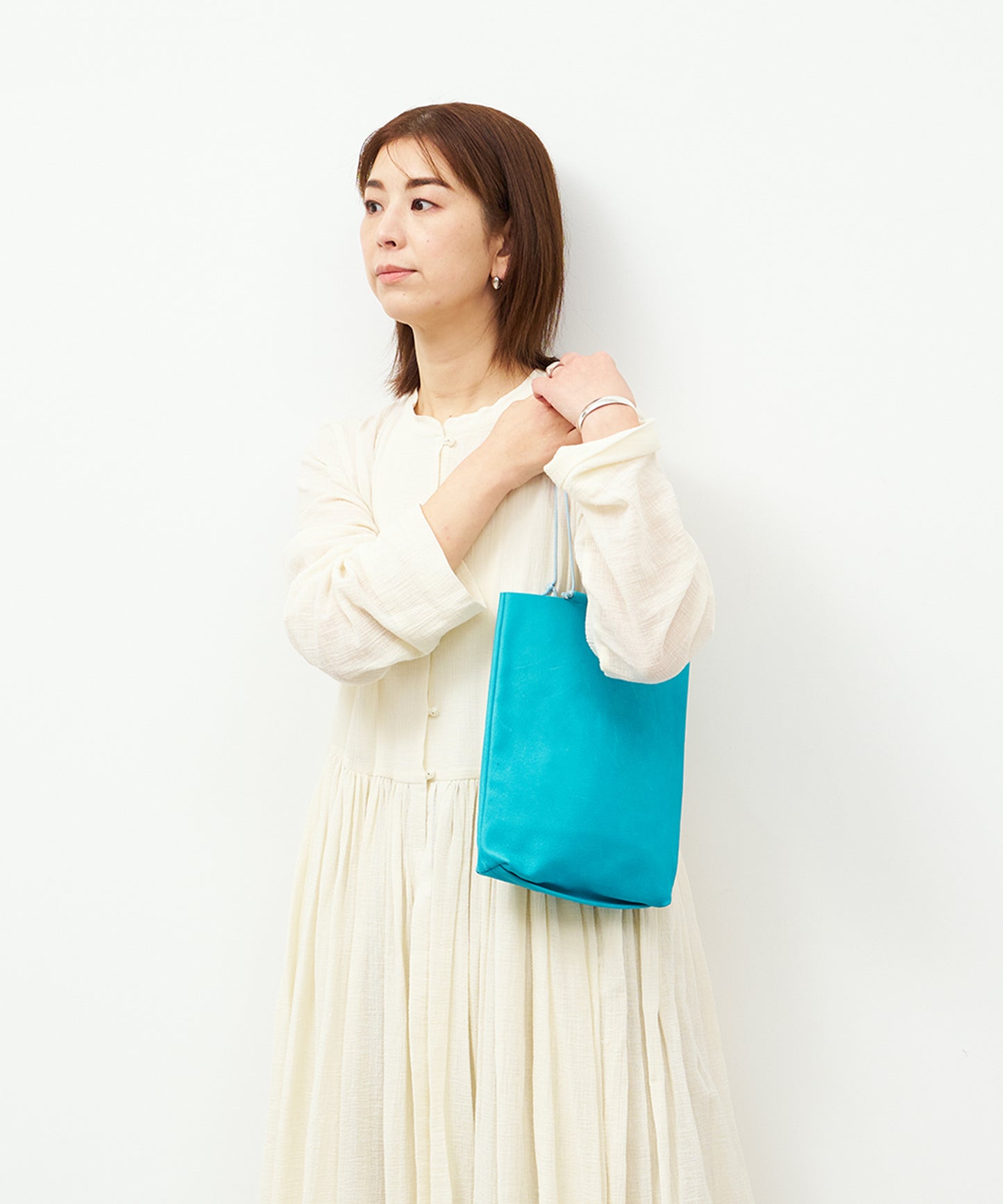 #30《SALE 40%》ミニトート(turquoise)/ ピッグスキン・ハリー
