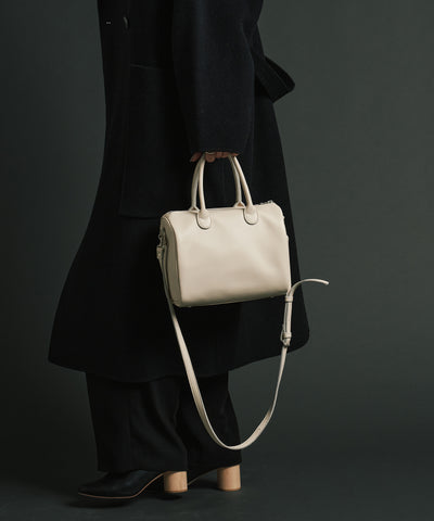 #52/ ミニボストン(ivory)/ 牛革・バレンシア