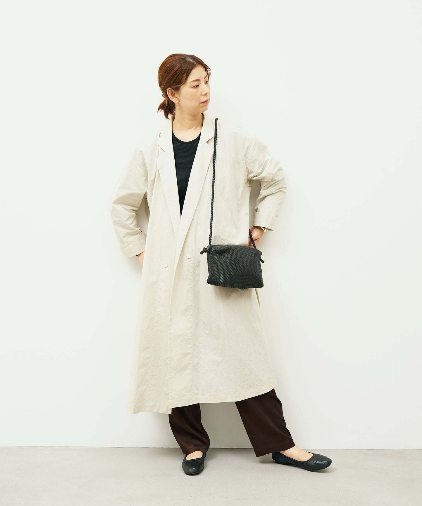 #60/ バレルショルダーM(black)/ 羊革・シープメッシュ