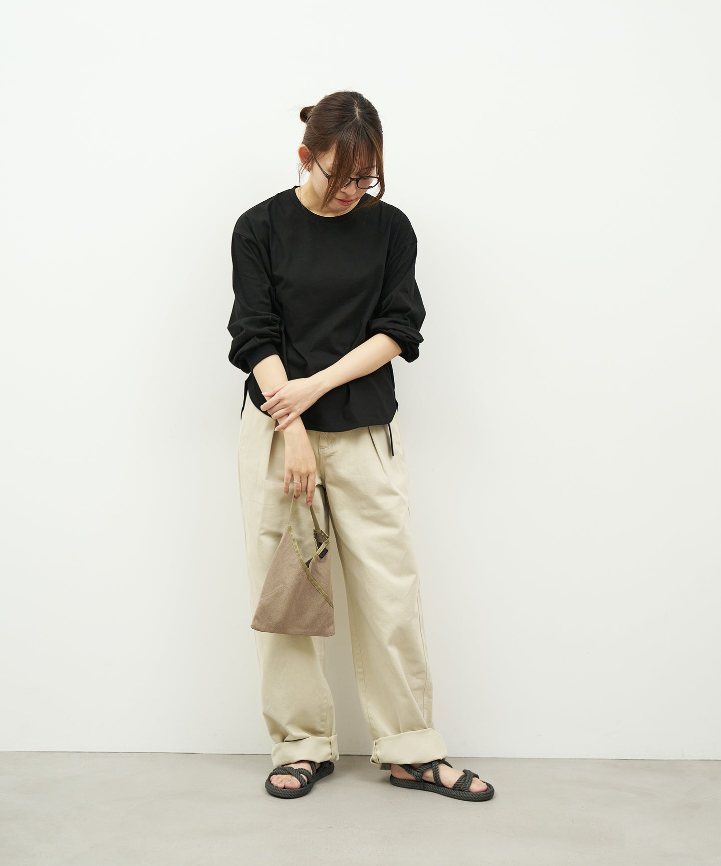 #75/ ハンモックサックXS(sand gray)/ WASHABLE COTTON