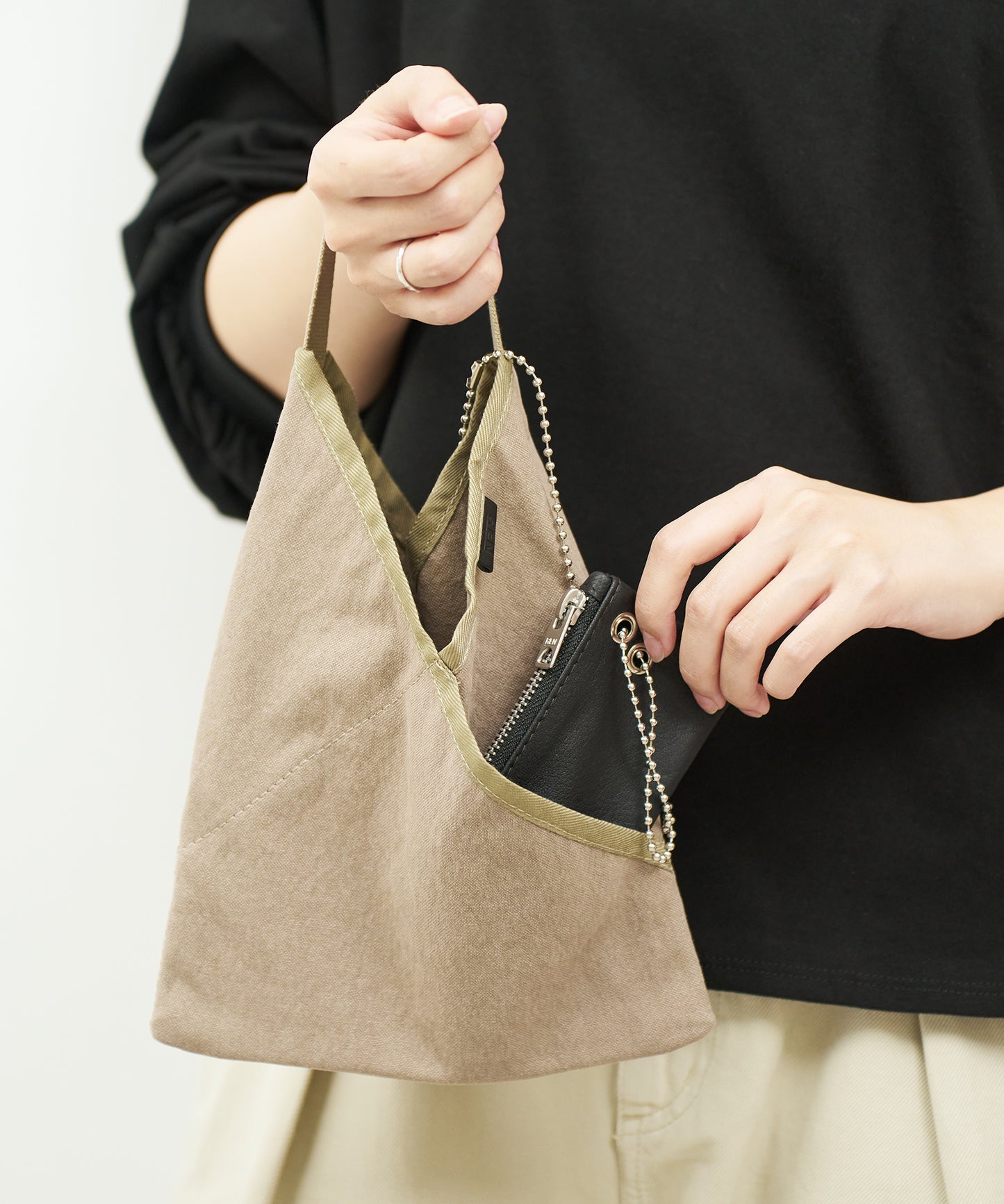 #75/ ハンモックサックXS(sand gray)/ WASHABLE COTTON