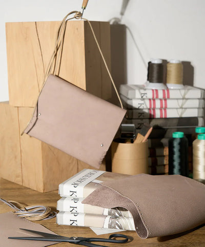 #30/ 結んで作る ポケットショルダー(pink beige)/ WORKSHOPKIT