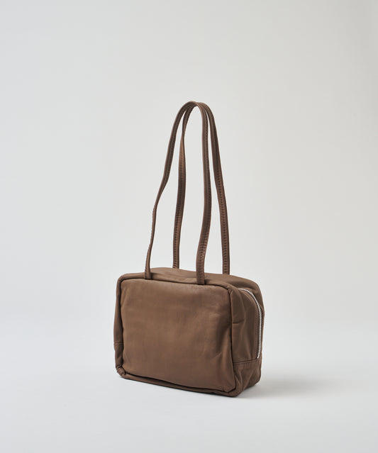 #11《SALE 30%》スラウチーボックスバッグS (dark brown) / やぎ革・ベアー