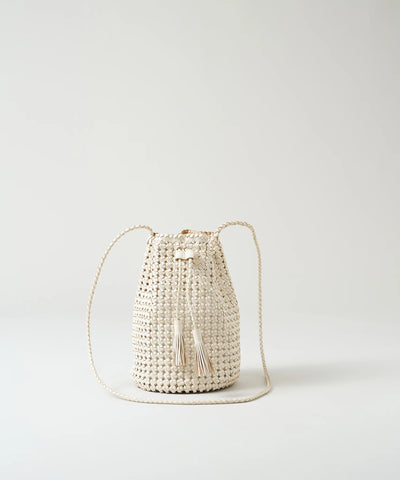 #16《SALE 10%》タッセルボトルショルダー（oatmeal）/ やぎ革・ゴートメッシュ