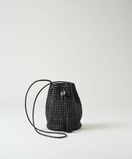 #16/ タッセルボトルショルダー(black)/ やぎ革・ゴートメッシュ