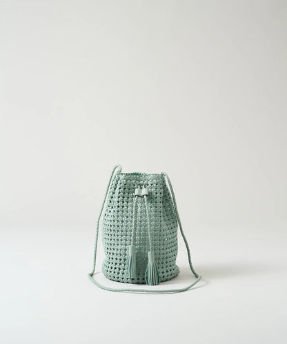 #16《SALE 20%》タッセルボトルショルダー（sage green）/ やぎ革・ゴートメッシュ