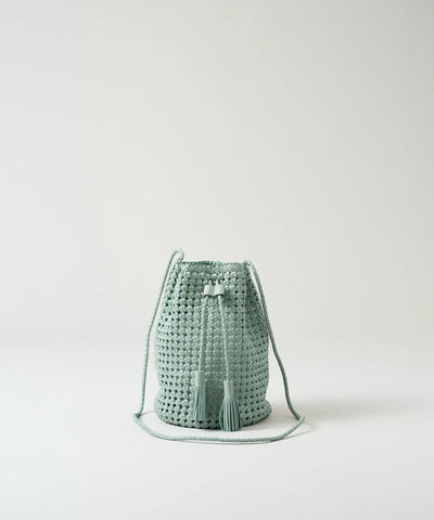 #16《SALE 30%》タッセルボトルショルダー（sage green）/ やぎ革・ゴートメッシュ
