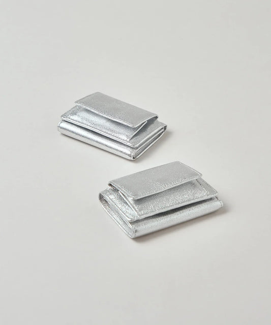 #18/ ミニウォレット(silver)/ やぎ革・グリッター - REN