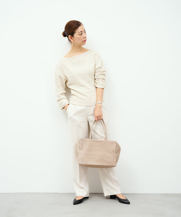 #30/ スクエアダッフル M（pink beige）/ ピッグスキン・ハリー