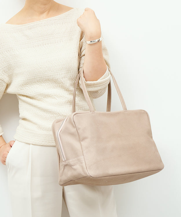 #30/ スクエアダッフル M（pink beige）/ ピッグスキン・ハリー