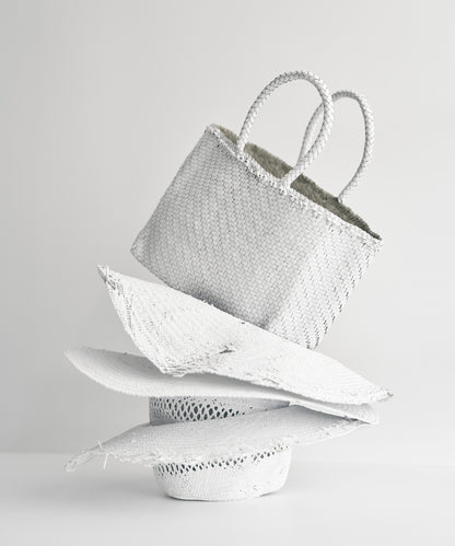 #57/ メルカドトート M（rustic white）/ 牛革・バッファローメッシュ