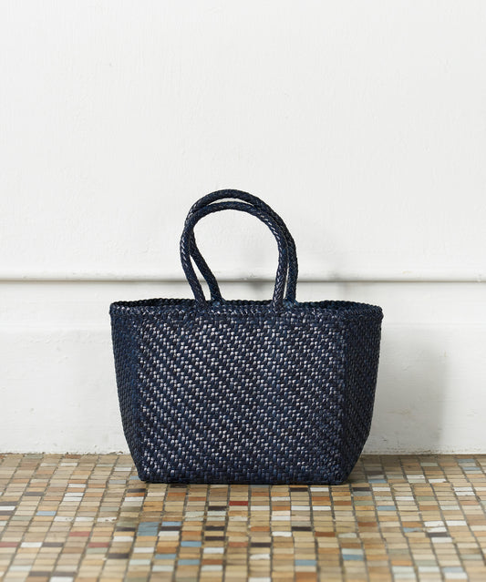 #57/ メルカドトート M(classic navy)/ 牛革・バッファローメッシュ