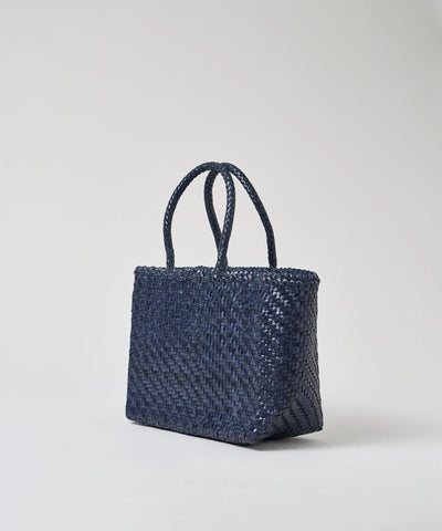 #57/ メルカドトート M（classic navy）/ 牛革・バッファローメッシュ
